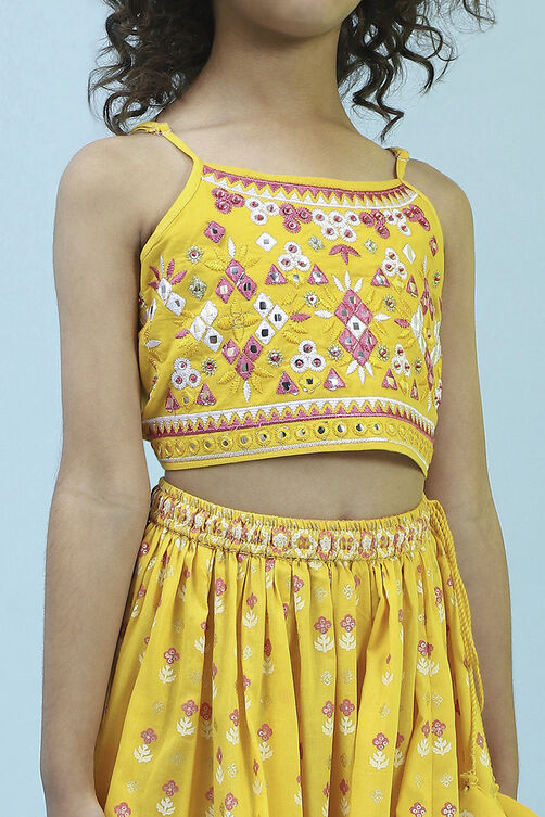 Yellow Cotton Lehenga Set image number 1