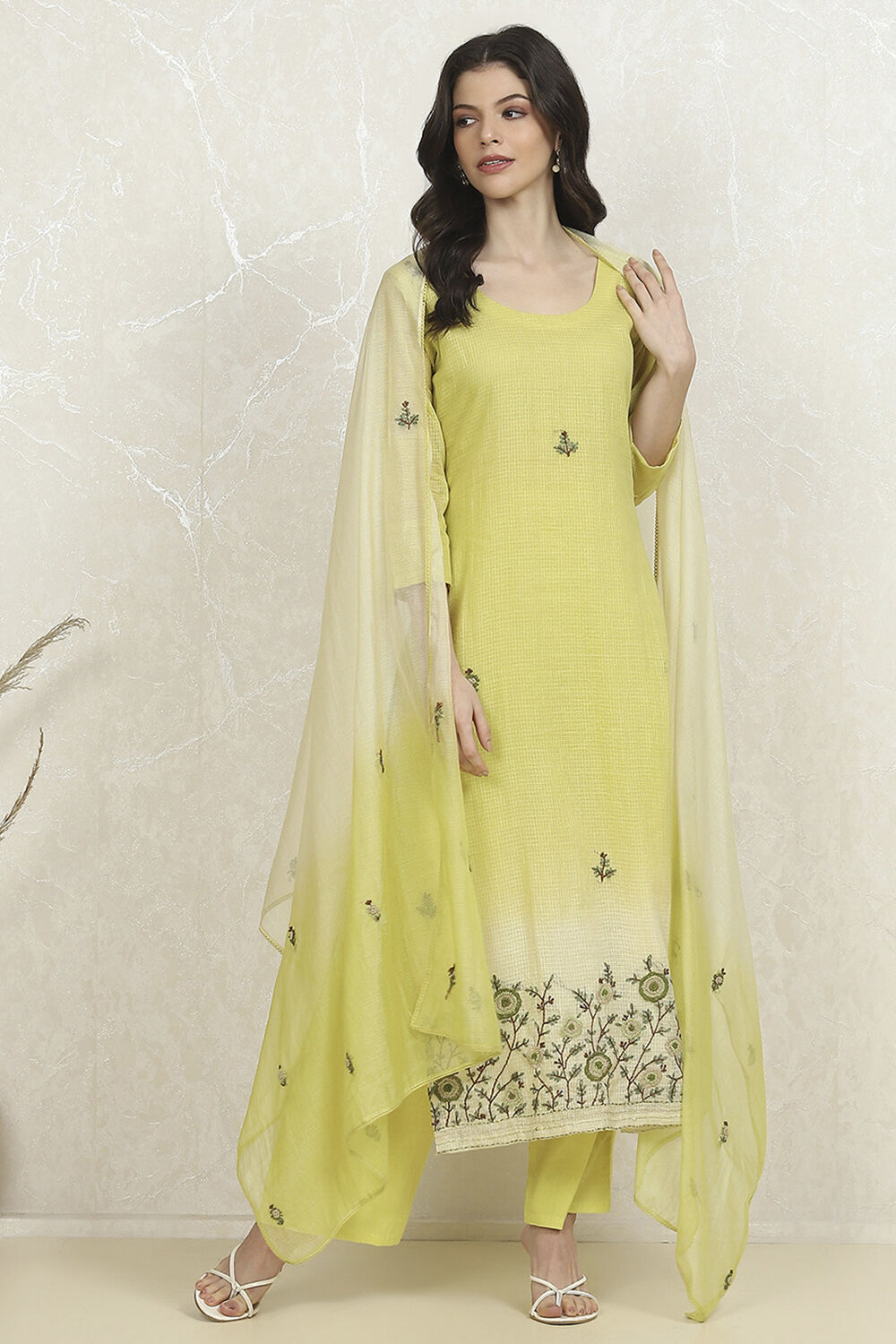 Pink Cotton Hand Embroidered Unstitched Suit Set image number 1