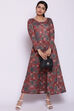 Rust Woolen Floral Printed Dress image number 2