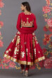 Rohit Bal Red Cotton Silk Anarkali Printed Suit image number 7