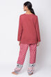 Brick Red Poly Cotton Printed Loungewear Set image number 6