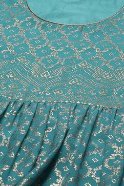 Sea Green Polyester Anarkali Kurta Churidar Suit Set image number 1