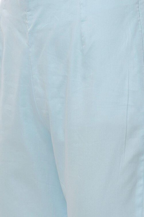 Sky Blue Straight Kurta Slim Pant Suit Set image number 2