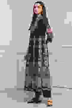 Charcoal Cotton Kalidar Printed Kurta Pants Set image number 3