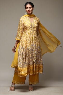 Yellow Modal Anarkali Kurta Churidar Suit Set image number 0