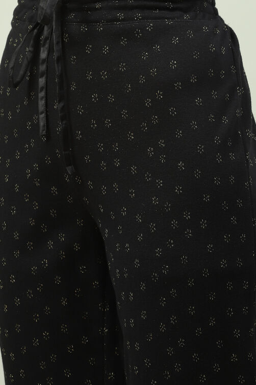 Black Acrylic Straight Kurta Pants Suit Set image number 6