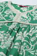 Green Cotton Floral Gathered Kurta and Palazzo Set image number 1