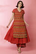 Rust Art Silk Double Layered Kurta image number 3