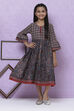 Charcoal And Rust Cotton Printed Dress image number 5