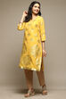 Yellow Cotton Blend Straight Yarndyed Kurta