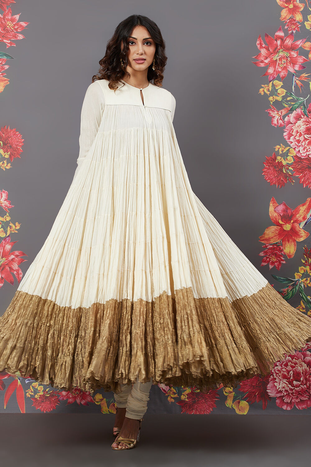 Rohit Bal Navy Blue Cotton Anarkali Solid Suit Set image number 5