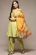 Yellow Cotton Blend Straight Kurta Salwar Suit Set image number 5