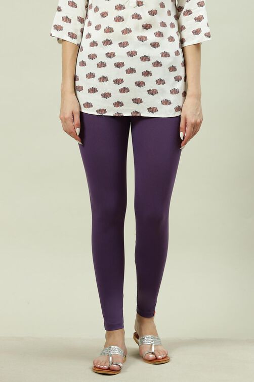 Black Cotton Blend Solid Leggings image number 2
