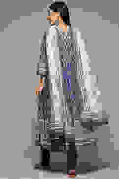 Indigo Cotton Anarkali Kurta Churidar Suit Set image number 4