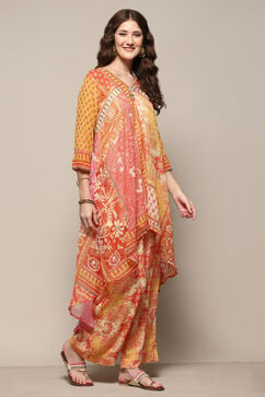 Yellow Polyester Blend Asymmetric Suit Set image number 5