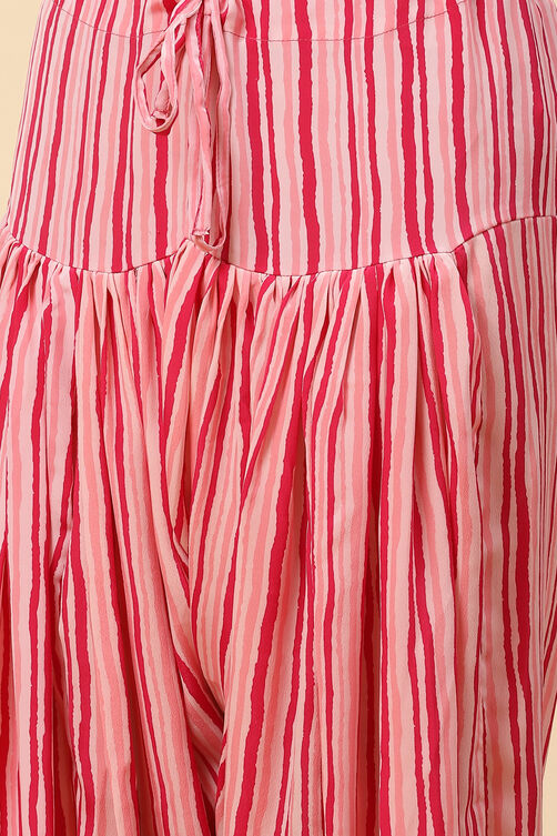 Pink Art Silk Asymmetric Kurta Salwar Suit Set image number 2