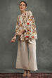 Cream-Colored Silk Chanderi Floral Printed Gathered Co-ord Set image number 6