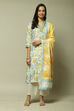 Yellow Cotton A-Line Kurta Palazzo Suit Set image number 1