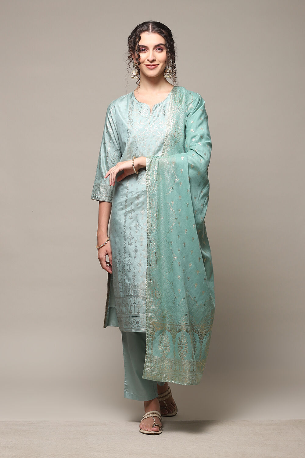 Pink Cotton Straight Kurta Regular Pant Suit Set image number 7