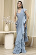 Ice Blue Nylon Saree image number 6