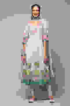 Powder Blue Cotton Anarkali Suit Set image number 7