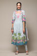 Powder Blue Cotton Anarkali Kurta Churidar Suit Set image number 7