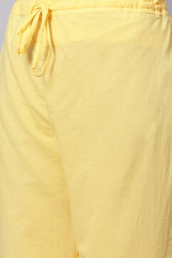 Yellow Cotton Double Layered Kurta Palazzo Suit Set image number 5
