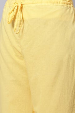 Yellow Cotton Double Layered Kurta Palazzo Suit Set image number 5