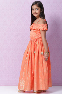 Orange Viscose Lehenga Set image number 3