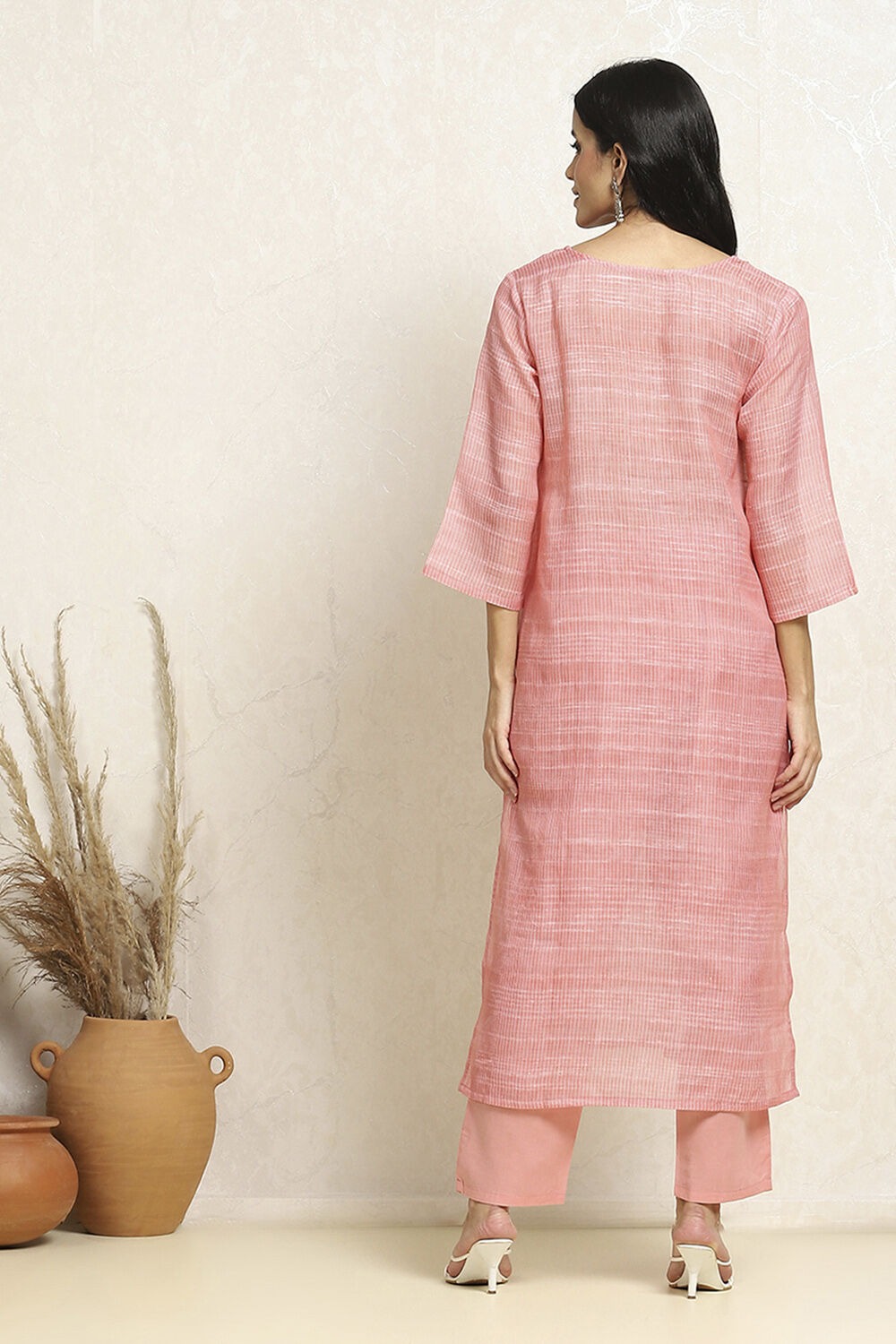 Yellow Linen Blend Woven Unstitched Suit Set image number 5