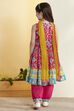 Pink Printed Tiered Cotton Kurta Set image number 5