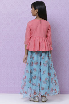 Pink And Turquoise A-Line Poly Cotton Tunics image number 6