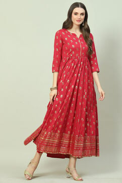 Cherry Red Cotton Dress image number 3