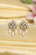 White Gold Plated Brass Studded Drop Earrings image number 0