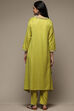 Lime Green Rayon Asymmetric Kurta Pants 2 Piece Set image number 2