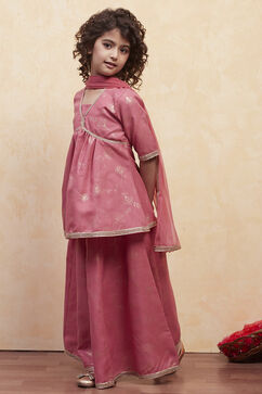 Blush Pink Polyester Peplum Lehenga Set image number 3