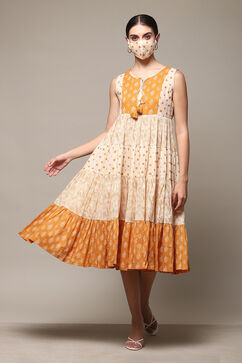 Orange Cotton Tiered Dress image number 5