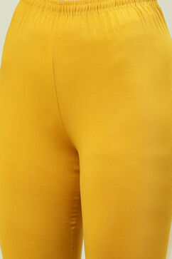 Ochre Cotton Blend Solid Churidar image number 1