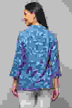 Electric Blue Rayon Straight Jacket image number 4