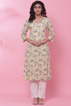 Cream Cotton Kurta image number 0