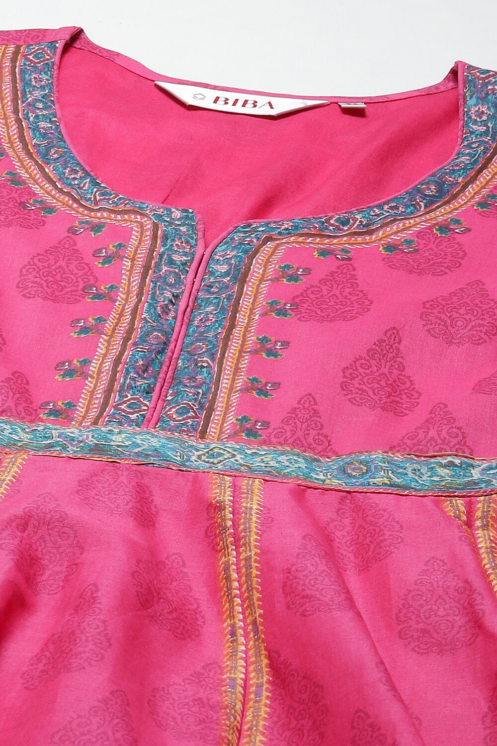 Fuschia Cotton Anarkali Kurta Churidar Suit Set image number 1