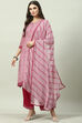 Pink Art Silk Straight Kurta Palazzo Suit Set image number 6