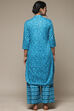 Teal Cotton Straight Kurta Palazzo Suit Set image number 4