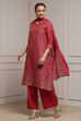 Turquoise Cotton Blend Printed Straight Suit Set image number 3