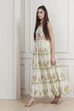 Off-White Cotton Printed Tiered Dress image number 2