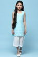 Yellow Schiffli Cotton Kurta & Cropped Palazzo image number 5