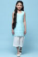 Sky Blue Cambric Straight Suit Set image number 5