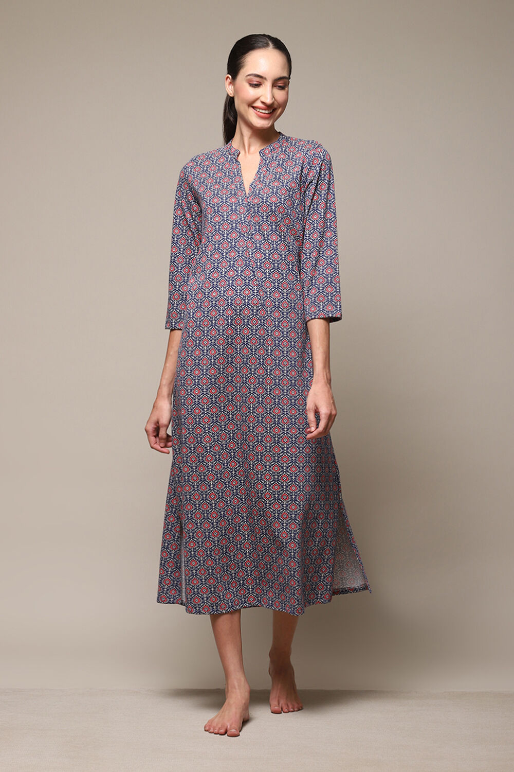 Navy Cotton Printed Sleepwear image number 5