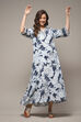 Navy Rayon Printed Nightwear