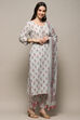 White Cotton Unstitched Suit set image number 7